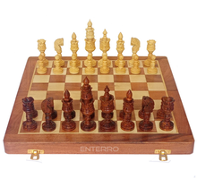 Laden Sie das Bild in den Galerie-Viewer, Wooden Chess Board Set - 14&quot; x 14&quot; NON-MAGNETIC - Royal Carved Chess Pieces King 4&quot; - Wooden Chess Board
