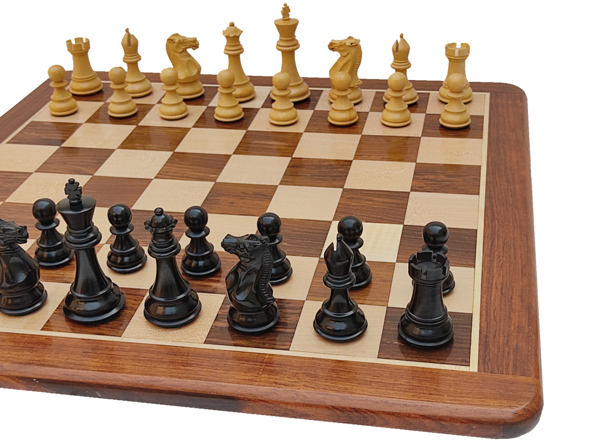 21 x 21 inch Wooden Chess Set - Square 55 mm - Golden Rosewood and Maple wood || 3.9" Classic Staunton Wooden Chess Pieces made of Pure Ebony Wood and Boxwood - King Size 3.9"