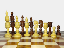 Load image into Gallery viewer, 4&quot; Zinnia Wooden Chess Pieces - Hand Carved Chess Coins- Made of Rosewood Wood and Boxwood (Without Chess Board)