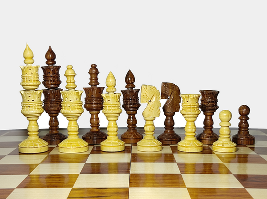 4" Zinnia Wooden Chess Pieces - Hand Carved Chess Coins- Made of Rosewood Wood and Boxwood (Without Chess Board)