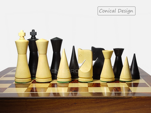 Wooden Chess Pieces 3.5 inch - Connical Series - Ebonised Chess Pieces (Without Chess Board) (3.5" Conical Ebonised)
