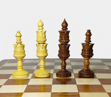 Cargar imagen en el visor de la galería, 4&quot; Zinnia Wooden Chess Pieces - Hand Carved Chess Coins- Made of Rosewood Wood and Boxwood (Without Chess Board)