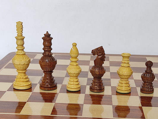 5" Globe Wooden Chess Pieces - Made of Rosewood and Boxwood (Without Chess Board)