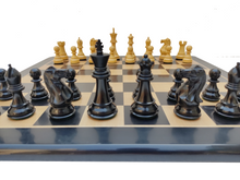 Cargar imagen en el visor de la galería, 21&quot; Ebony Wooden Chess Set - Square 55 mm - Pure Ebony and Maple wood || Classic Staunton Chess Pieces made of Pure Ebony and Boxwood - King Size 3.9&quot; - Elegant Chess Set