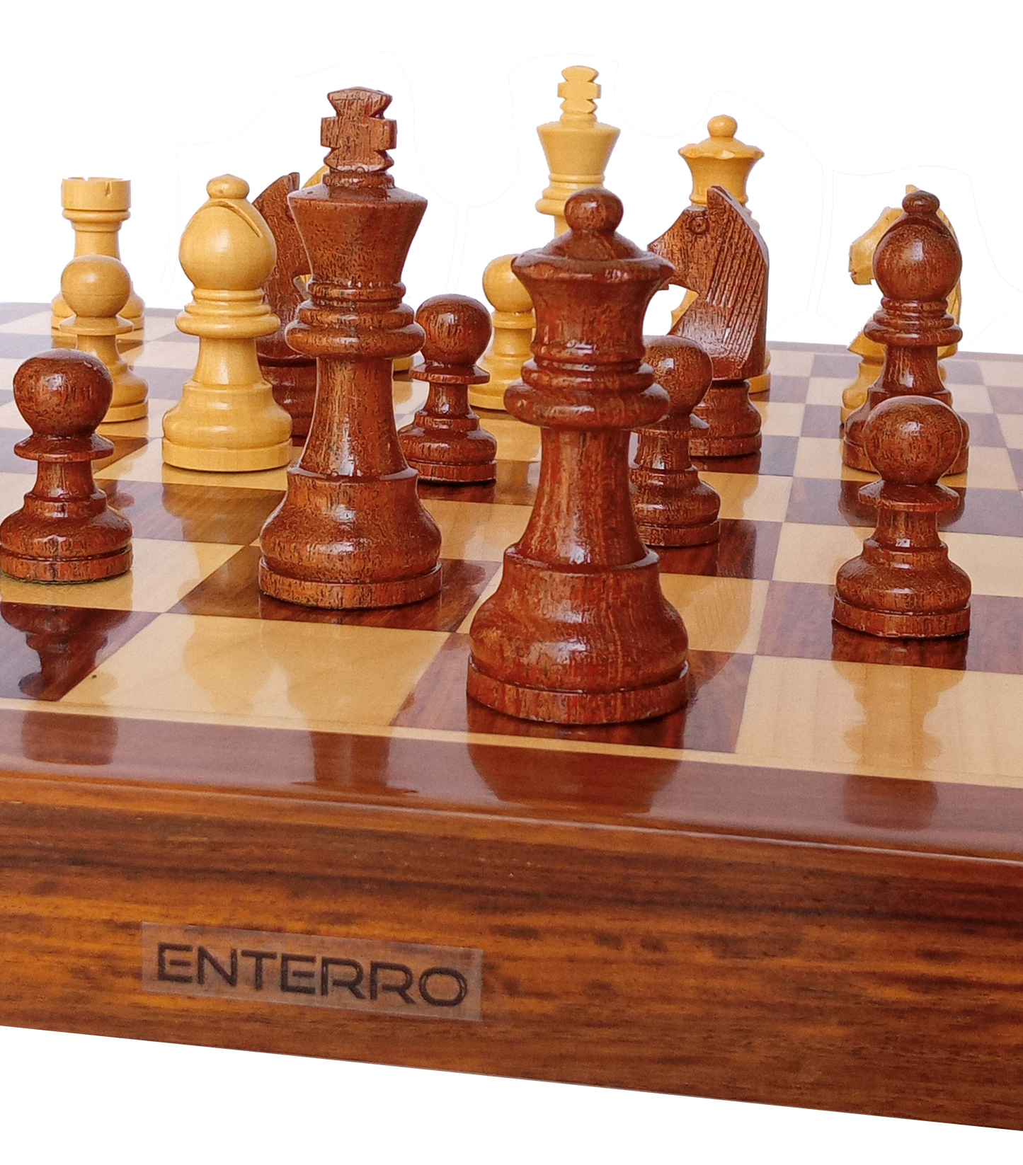 16" x 16" ENTERRO™ Wooden Foldable Magnetic Chess Board Set - King Size 3" high - Premium Handcrafted