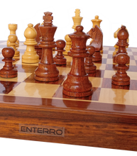 Afbeelding in Gallery-weergave laden, ENTERRO™ Wooden Foldable Magnetic Chess Board Set - 16 x 16 inch - King Size 3&quot; high - Premium Handcrafted - Folding &amp; Travel Friendly Chess
