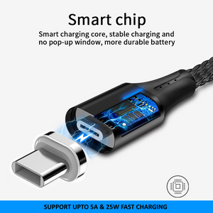 ENTERRO Magnetic Cable 5A 25W Fast Charging - Data Transfer - Nylon Braided - USB Charging Cable - 1m (Type-C + Type-C)