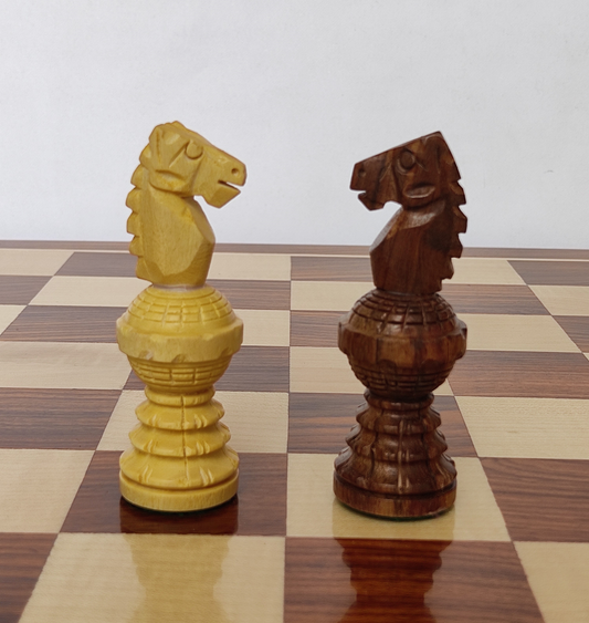 5" Globe Wooden Chess Pieces - Handicraft Carving - Made of Rosewood and Boxwood