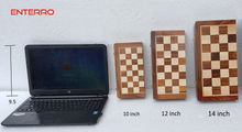 Cargar imagen en el visor de la galería, ENTERRO™ Wooden Magnetic Chess Board Set - 14 x 14 inch - 2 Extra Queens with Magnetic Coins - Folding &amp; Travel Friendly Chess - FREE PDF Chess Manual (CHECK OUR REVIEWS ON TRUST PILOT)